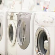Washing machine, Clothes dryer, Major appliance, Photograph, White, Line, Laundry, Laundry room, Space, Circle, 