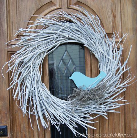 Blue and White Winter Wreath