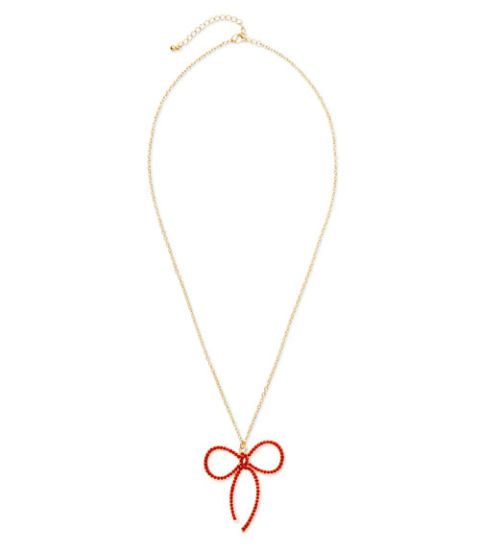 ami clubwear gemstone studded bow necklace