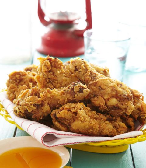 16 spice fried chicken with mango red chile honey