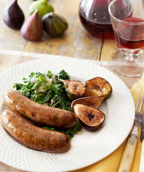 maple glazed sausages and figs