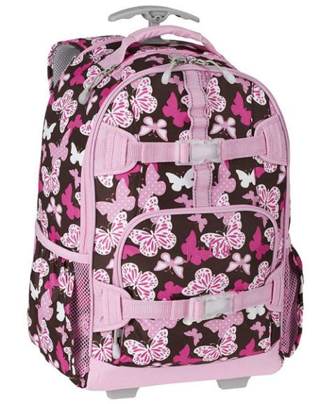 pink backpack with wheels