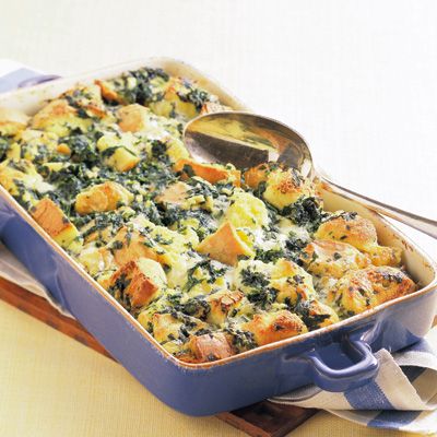 spinach and jack cheese bread pudding