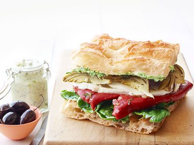 vegan grilled veggie focaccia sheet pan sandwiches - The Baking Fairy