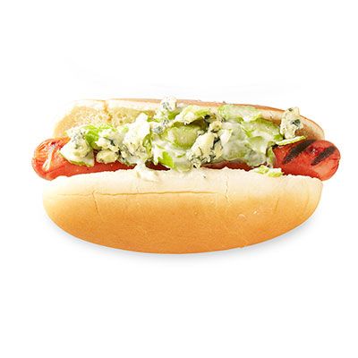 spicy blue cheese hot dogs
