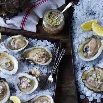 feast of seven fishes recipes - oysters with cucumber lemon zest mignonette