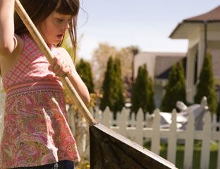 child doing chores