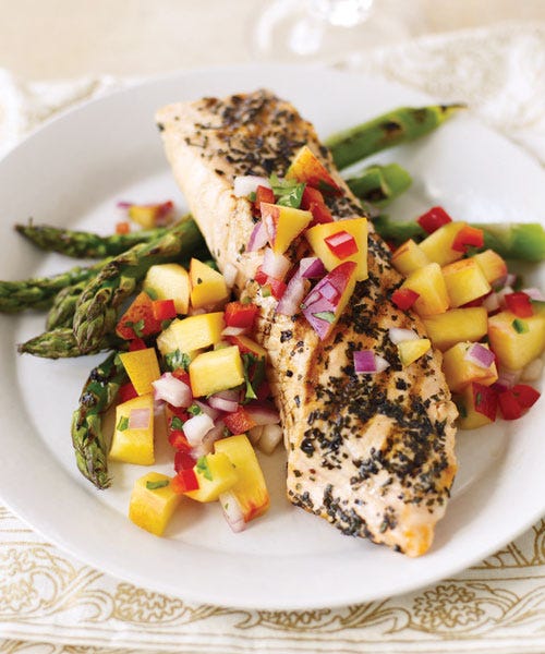 tarragon rubbed salmon with nectarine salsa