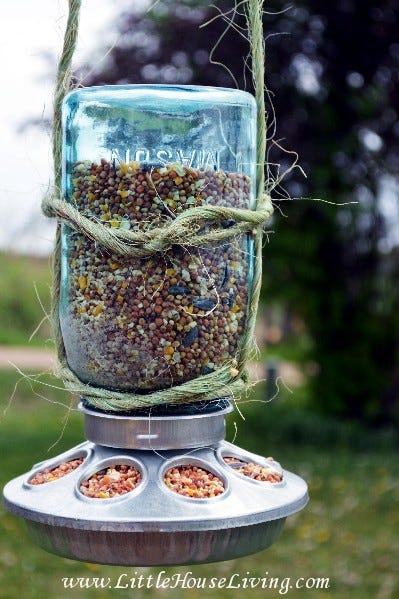 Mason Jar Crafts - Chicken Feeder Mason Jar Crafts - Chicken Feeder