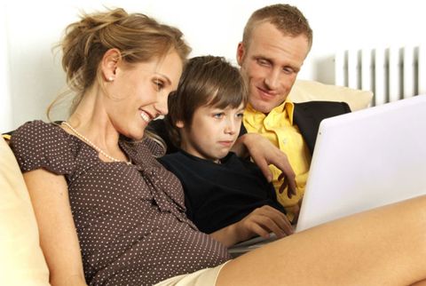 family using a computer