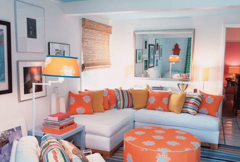living room playing with the color orange