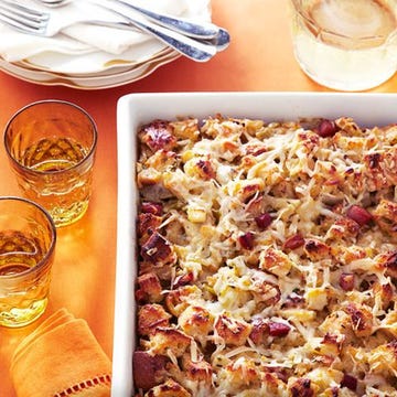 herb and apple stuffing bread pudding