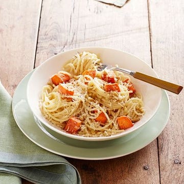 spaghetti with roasted sweet potatoes