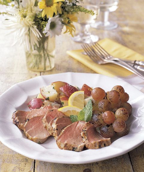 Tarragon Pork Tenderloins with Grilled Grapes