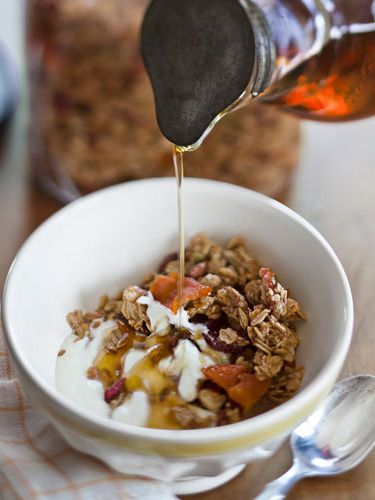 maple granola with fruit and nuts
