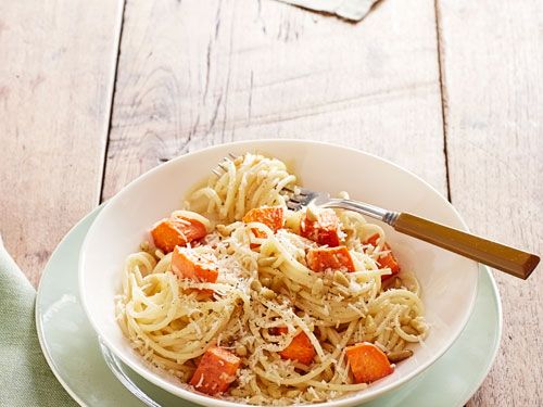 Sweetpotato Spaghetti with Sweetpotato Pasta Sauce - Bucket List Tummy