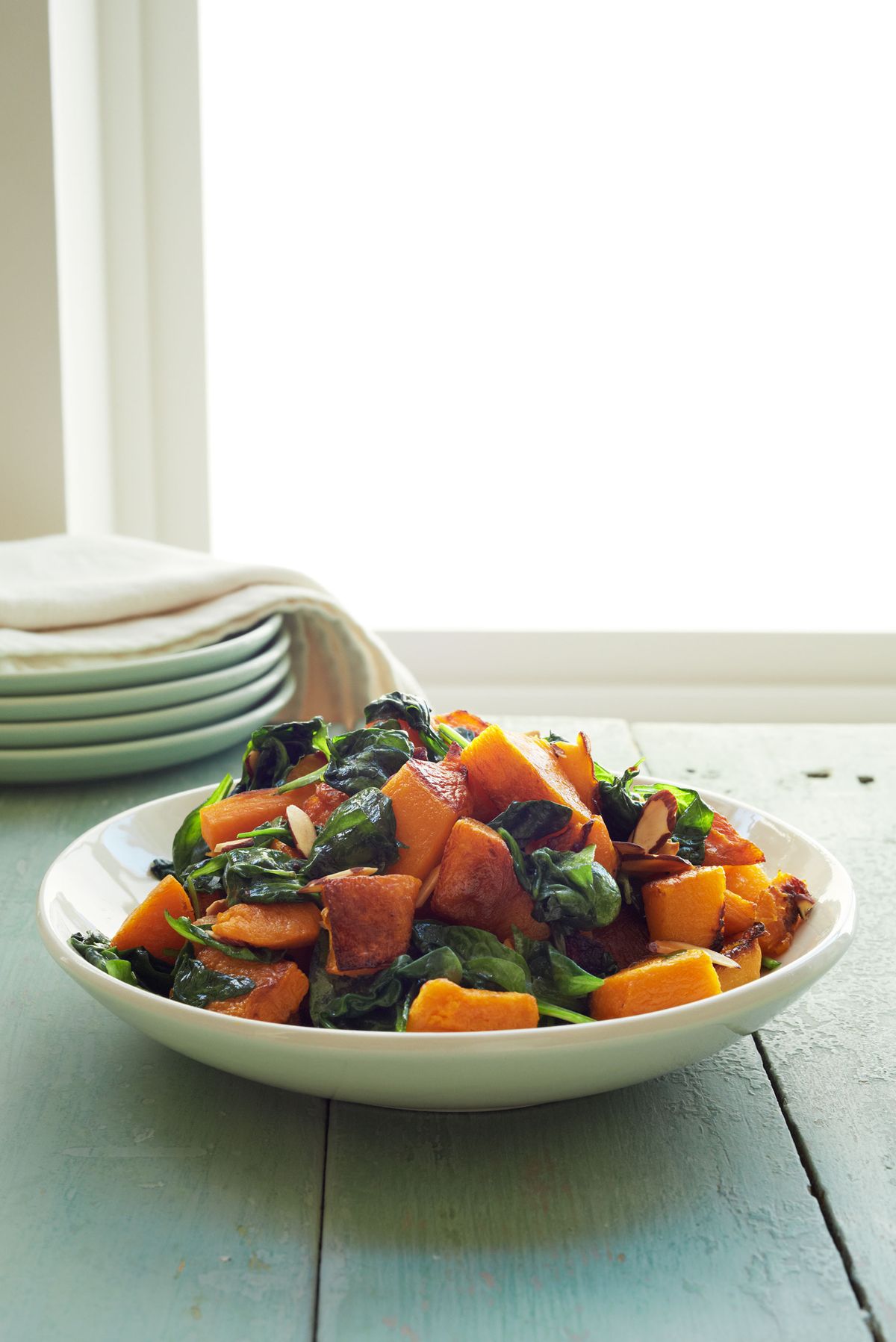 roasted butternut squash and spinach
