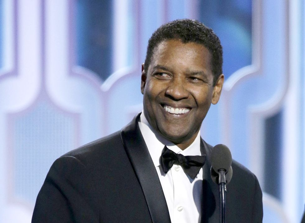Denzel Washington ai Golden Globes 2016, dove ha ricevuto il Cecil B. DeMille Award.