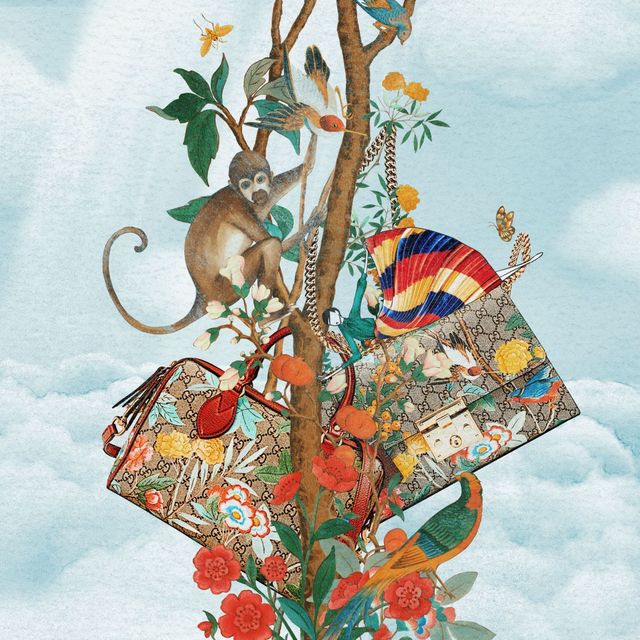 <ul>
<li>L'artista che vive tra Korea e Australia, mette in risalto il motivo Tian in una sua illustrazione dove compare e scompare una figura femminile tra i rami di un albero e distesa su una borsa Padlock della maison Gucci.</li>
</ul>