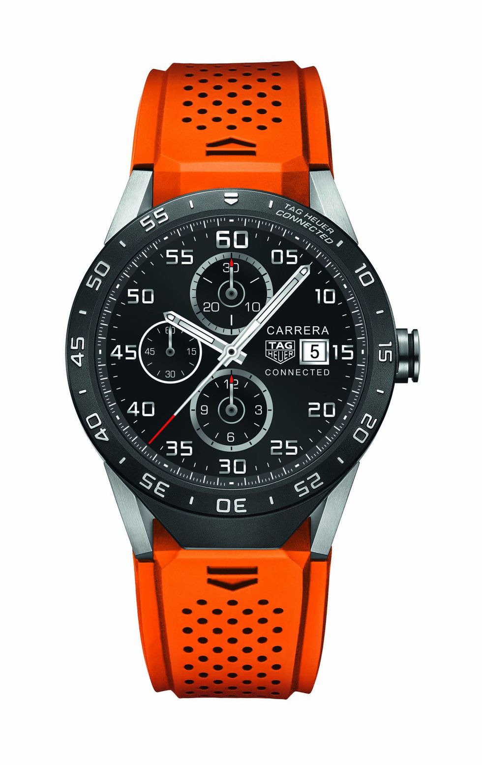 Product, Analog watch, Brown, Watch, Glass, Orange, Electronic device, Red, Technology, Fashion accessory, 