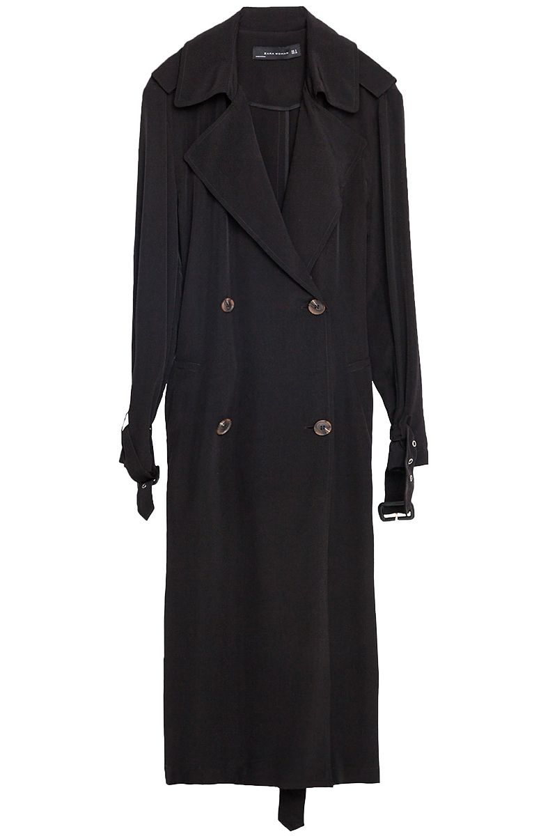 <p>Zara jacket, $99, <a href="http://www.zara.com/us/en/woman/outerwear/trench-coats/long-flowing-trench-coat-c710517p3186662.html" target="_blank">zara.com</a>.</p>
