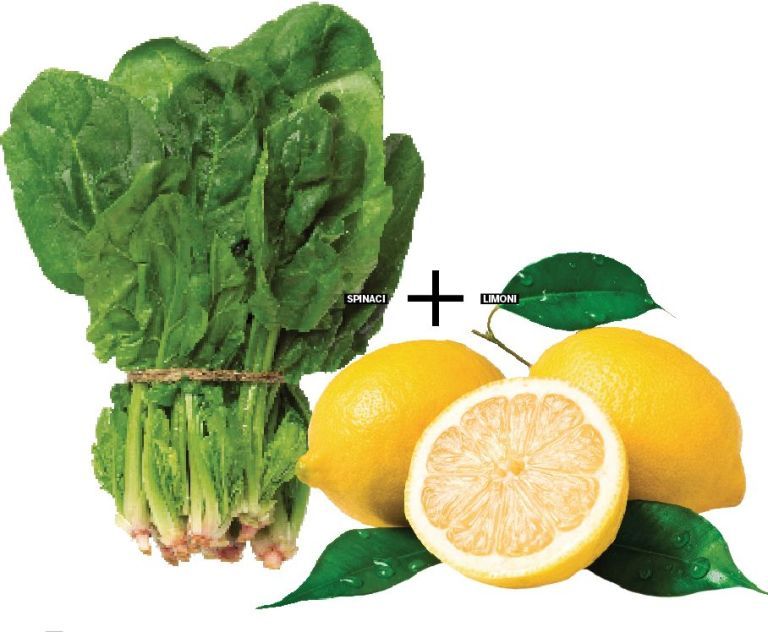 <p>Gli spinaci rafforzano il sistema immunitario, proteggono la vista e sono ricchi di ferro, un minerale che viene assimilato meglio grazie all'acido ascorbico del limone, agrume che, tra l'altro, contiene diverse sostanze dalle proprietà antiossidanti.</p>