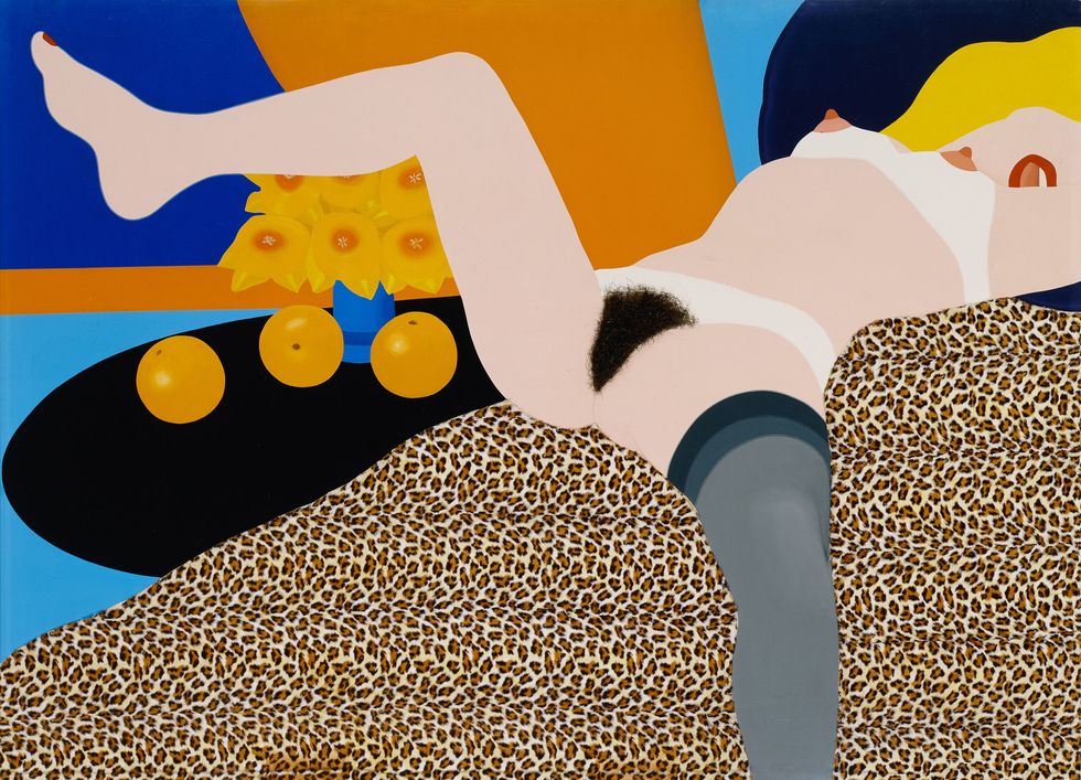 <p>In the mid 20th century, Pop Art, as championed by Andy Warhol, Roy Lichtenstein, and Tom Wesselmann, brought American popular culture into the realm of high art—utilizing the language of advertising and celebrity to turn a mirror on the fast, bright American world of capitalism and consumption.  Wesselmann's Great American Nude series used the style of Playboy centerfolds to update the nude to a contemporary context: one heavily focused on the objectification and commodification of sex rather than its psychological aspect.  His sleek, colorful, alluring nudes offer themselves to the viewer in an explicitness not yet seen in art history.</p>