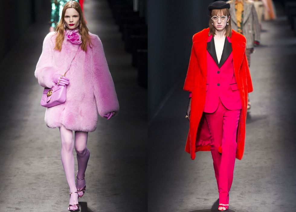 <p>Gucci's fall show was full of must-haves, but particularly appealing was his all-in-one-color looks. Try it with hyper colors or muted tones.</p>