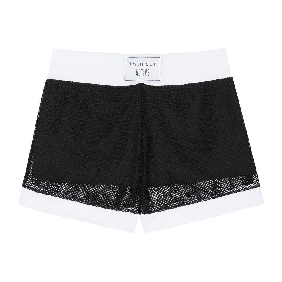 <p>Shorts in rete con banda elastica bianca a contrasto .</p>