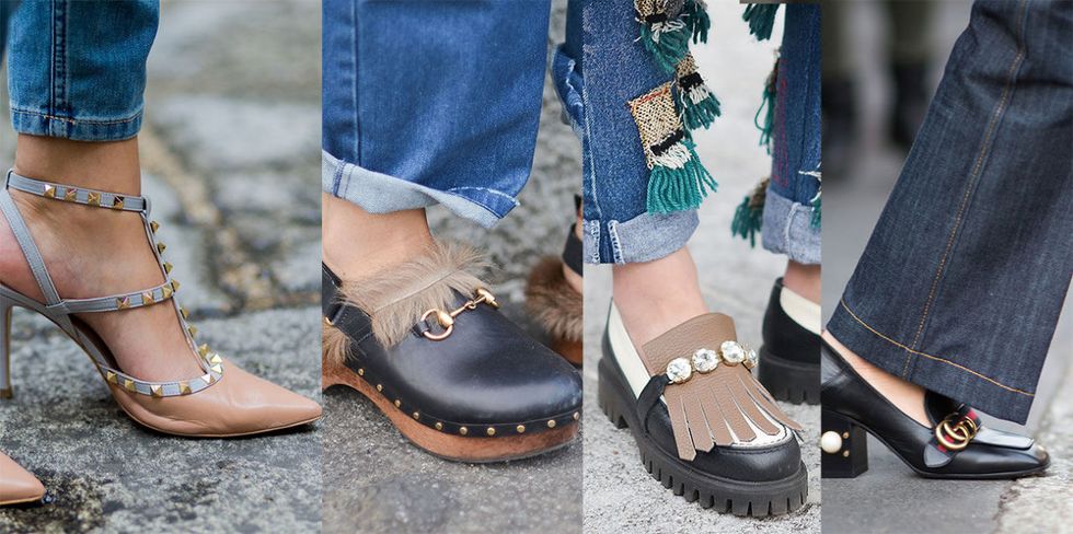 <p>Inutile dire che con i jeans ci sta bene qualsiasi tipo di scarpa. E sono proprio loro, le scarpe, a fare la differenza: i cinquetasche preferiti diventano hippy con gli zoccoli, chic con i mocassini a tacco alto, sexy con le ankle strap borchiate, fashion con i loafer stravaganti.</p>