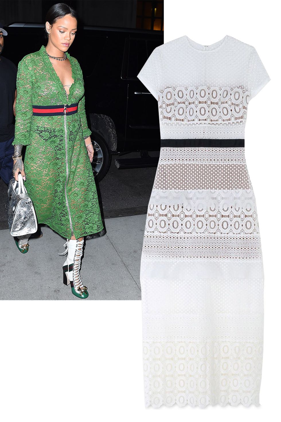 <p> Dare to bare a little skin in the chicest way possible: via a sheer lace look. Rihanna did it in Gucci, and this is our high-street pick. </p><p><em>Self-Portrait dress, $250 (sale), <a href="https://shop.harpersbazaar.com/designers/s/self-portrait/white-short-sleeve-lace-dress-7694.html" target="_blank">shopBAZAAR.com</a>. </em></p>