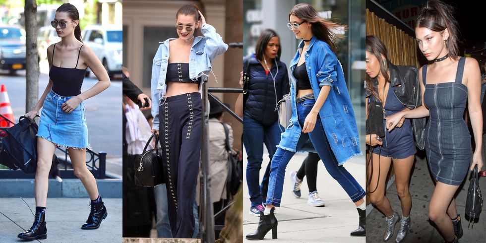 <p>Denim is a good idea, sempre. Che sia una minigonna, un abito o un giacchino jeans per Bella Hadid il denim non passa mai di moda in qualsiasi momento della giornata. </p>