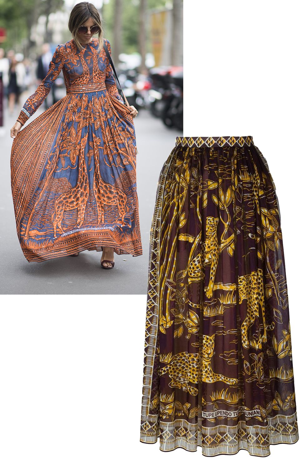 <p>Show-goers embraced Valentino's wild spring 2016 animal print pieces. </p><p><br></p><p>Valentino skirt, $760 (sale), <a href="https://shop.harpersbazaar.com/designers/v/valentino/cheetah-skirt-9162.html" target="_blank">shopBAZAAR.com</a>. </p>