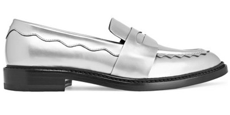 <p><em>Christopher Kane shoes, $595, <a href="https://www.net-a-porter.com/us/en/product/732722/christopher_kane/scalloped-metallic-leather-loafers" target="_blank">net-a-porter.com</a>.</em></p>