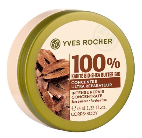 <p>100 % Karité Bio-shea Butter Bio Concentré Ultra Réparateur, <strong>Yves Rocher</strong> (€ 17)<br></p>