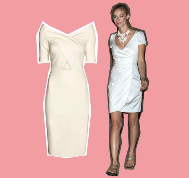Dress, Sleeve, Shoulder, Standing, Joint, White, One-piece garment, Formal wear, Style, Pattern, 
