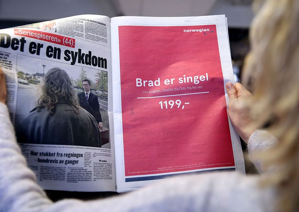 Brad pitt is single: campagna marketing Norwegian