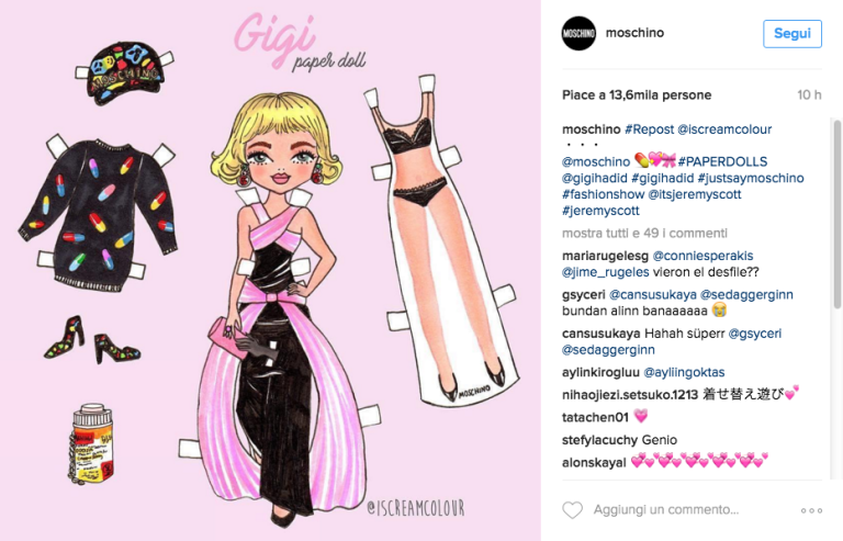 Moschino Official: 'Paper Doll' for Gigi Hadid