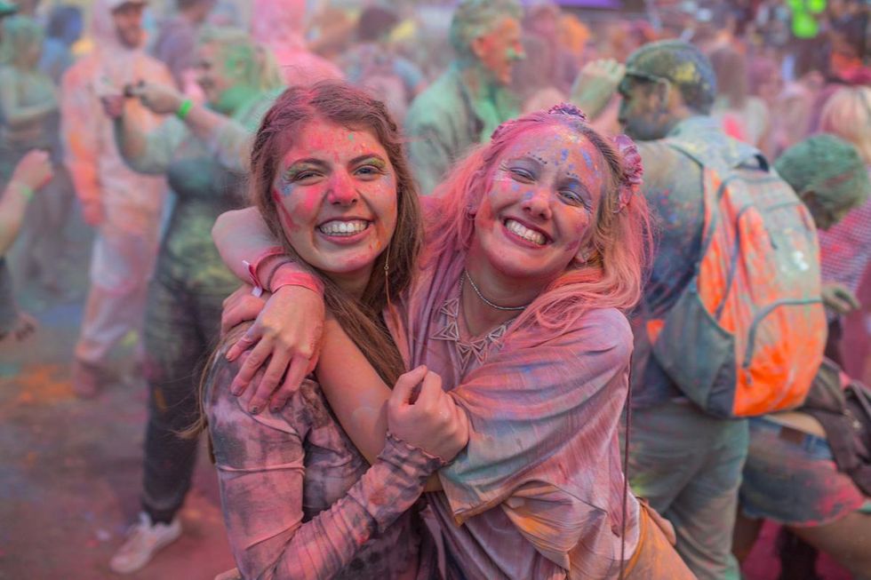 Smile, People, Fun, Social group, Happy, Community, Pink, Facial expression, Crowd, Tooth, 
