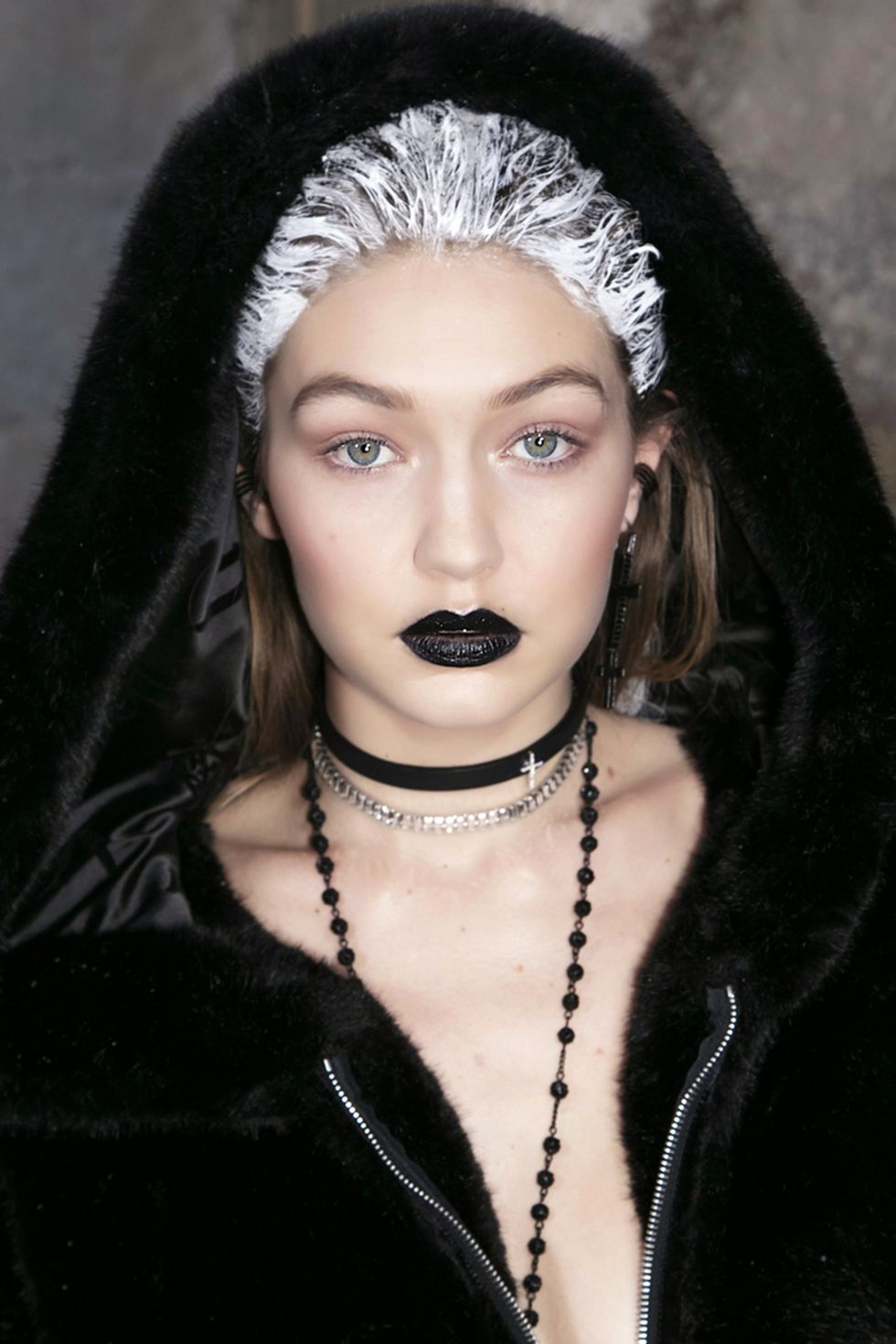 <p>Black lipstick has been trending for a few seasons, but based on the fall runways it's definitely&nbsp;not going anywhere. Here, it's&nbsp;seen on Gigi Hadid at the fall 2016 Fenty Puma show.&nbsp;</p>