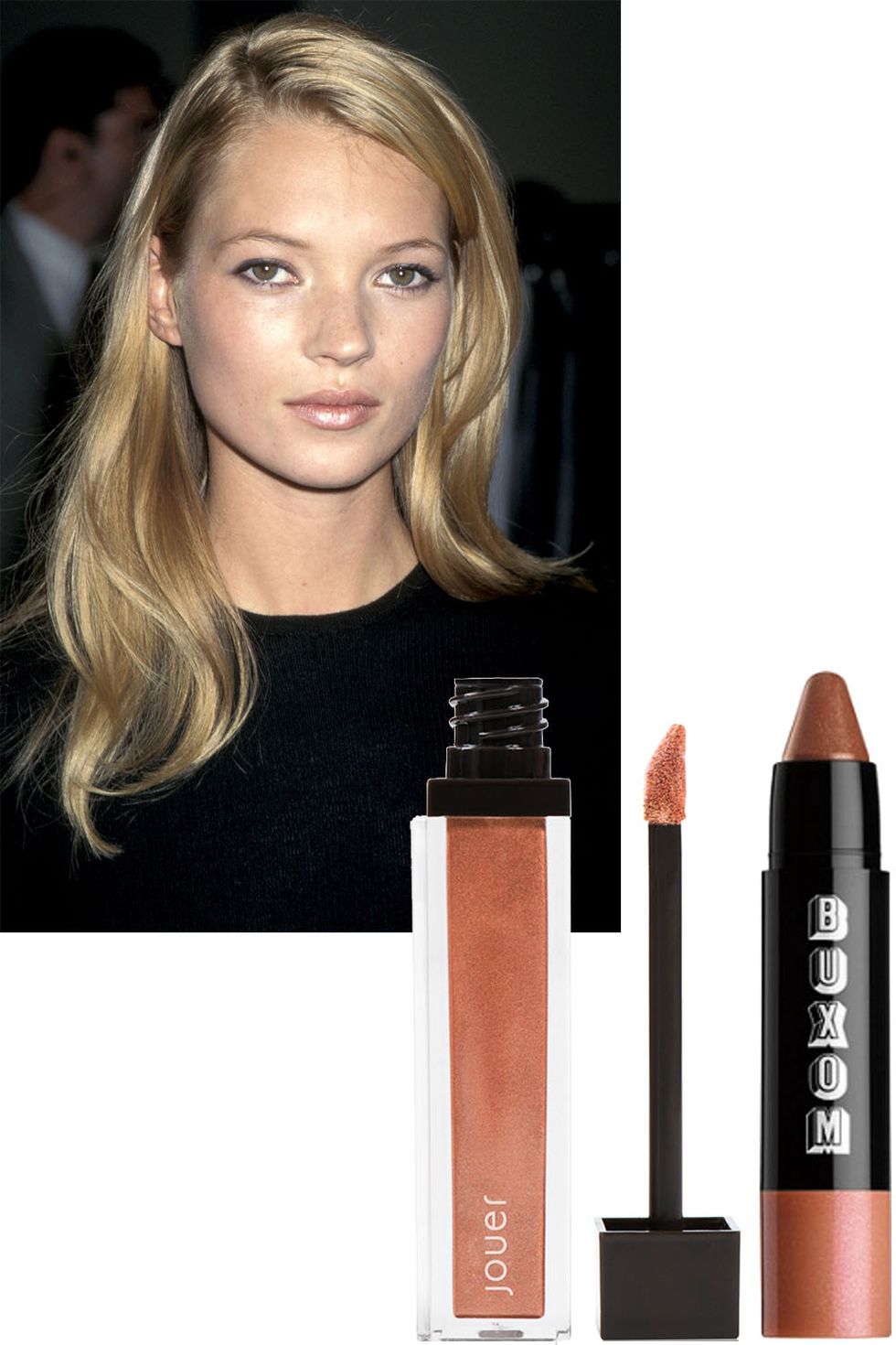<p>We know what you're thinking: frosty lipstick? Really? But then look at this picture of Kate Moss and think again. With a relatively bare face, a nude lipstick with a hint of shimmer is all you need to achieve those coveted&nbsp;'90s supermodel vibes. If you prefer a glossier texture, try the new Jouer liquid lipstick in Penny, a metallic copper. Or if you like the ease of a pencil, Buxom's Shimmer Shock pencils&nbsp;feels as balmy and hydrating as a&nbsp;gloss.
</p><p><em data-redactor-tag="em" data-verified="redactor">Jouer Long-Wear Lip Crème Liquid Lipstick in Penny, $18, <a href="https://www.jouercosmetics.com/shop-products/lips/liquid-lipstick?id=538">jouer.com</a>,&nbsp;Buxom Shimmer Shock Lipstick in Volatile, $18, </em><a href="http://www.ulta.com/shimmer-shock-lipstick?productId=xlsImpprod14301051#"><em data-redactor-tag="em" data-verified="redactor">ulta.com</em></a></p>