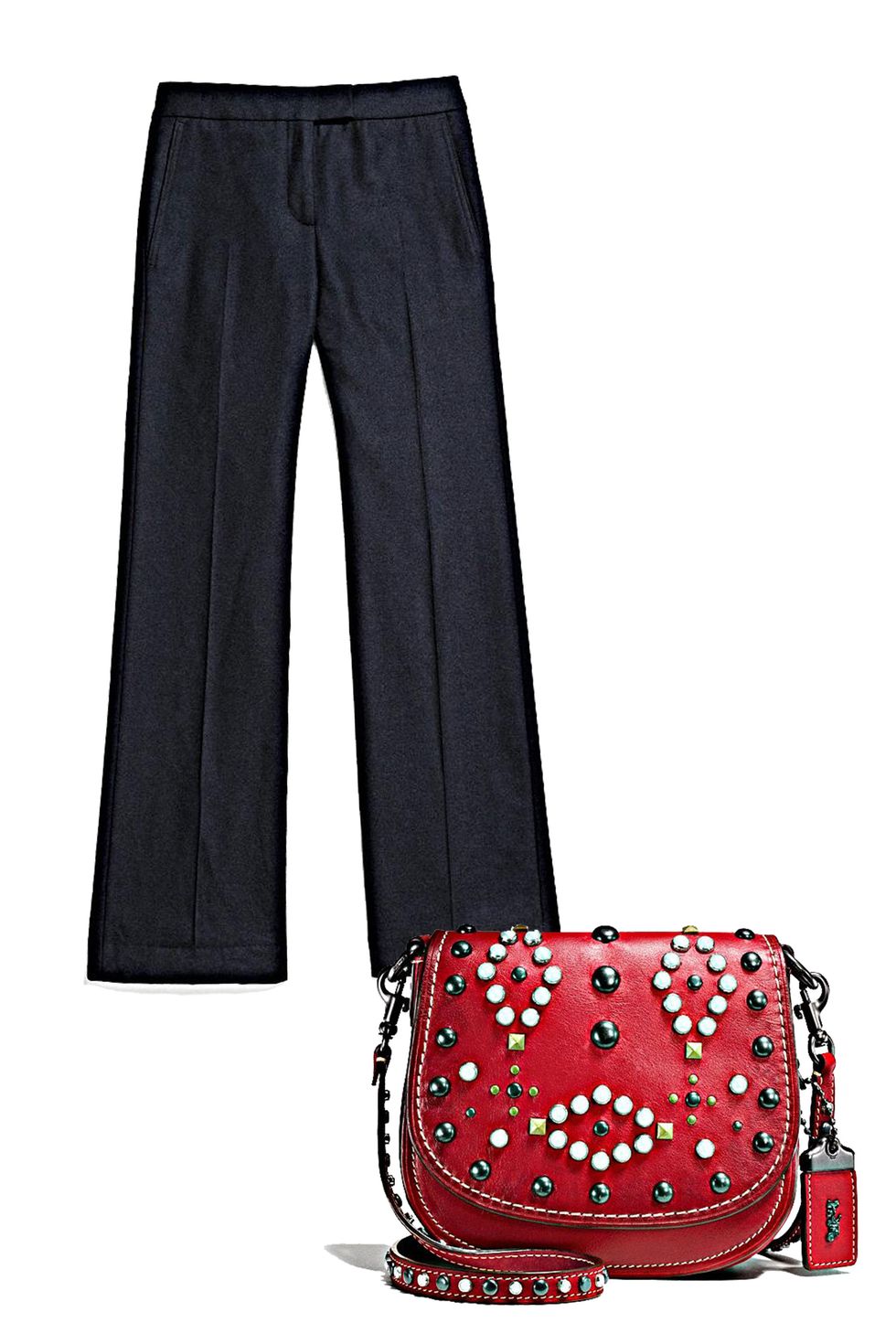 <p>Nine-to-five dressing doesn't have to be boring. Add style to your staples&nbsp;with structured and tailored pieces—like this perfect pair of trousers and studded Saddle Bag that holds the essentials.
</p><p><br>
</p><p><em data-redactor-tag="em">Coach 1941 Tailored Pants, $395, <a rel="noskim" href="http://www.coach.com/coach-designer-pants-tailored-pants/56306.html?CID=D_B_HBZ_11849" target="_blank">coach.com</a>; Coach 1941 Western Rivets Saddle Bag 17, $450, <a rel="noskim" href="http://www.coach.com/coach-designer-crossbody-western-rivets-saddle-bag-17-in-glovetanned-leather/56564.html?dwvar_color=BPF8Q&amp;CID=D_B_HBZ_11850" target="_blank">coach.com</a></em><span class="redactor-invisible-space" data-verified="redactor" data-redactor-tag="span" data-redactor-class="redactor-invisible-space"><em data-redactor-tag="em"></em></span><br></p>
