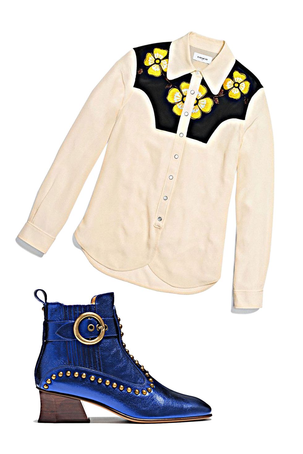 <p>For casual weeknights out with the girls—or a weekend night out dancing with friends—these bright blue boots and Western-inspired shirt are a fun and personality-driven pairing that'll work just as well with a cute pair of jeans or skirt (cowboy hat optional).
</p><p><br>
</p><p><em data-redactor-tag="em">Coach 1941 Western Shirt, $495, <a rel="noskim" href="http://www.coach.com/coach-designer-tops-western-shirt/56477.html?CID=D_B_HBZ_11853" target="_blank">coach.com</a>; Coach 1941 Chelsea Boot, $575, <a rel="noskim" href="http://www.coach.com/coach-designer-booties-chelsea-boot/Q8915.html?CID=D_B_HBZ_11854" target="_blank">coach.com</a></em><span class="redactor-invisible-space" data-verified="redactor" data-redactor-tag="span" data-redactor-class="redactor-invisible-space"><em data-redactor-tag="em"></em></span><br></p>