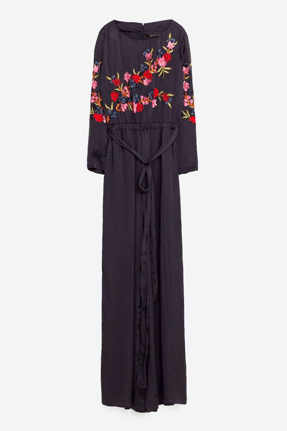 What to wear to a winter wedding. Zara embroidered autumn floral jumpsuit. 