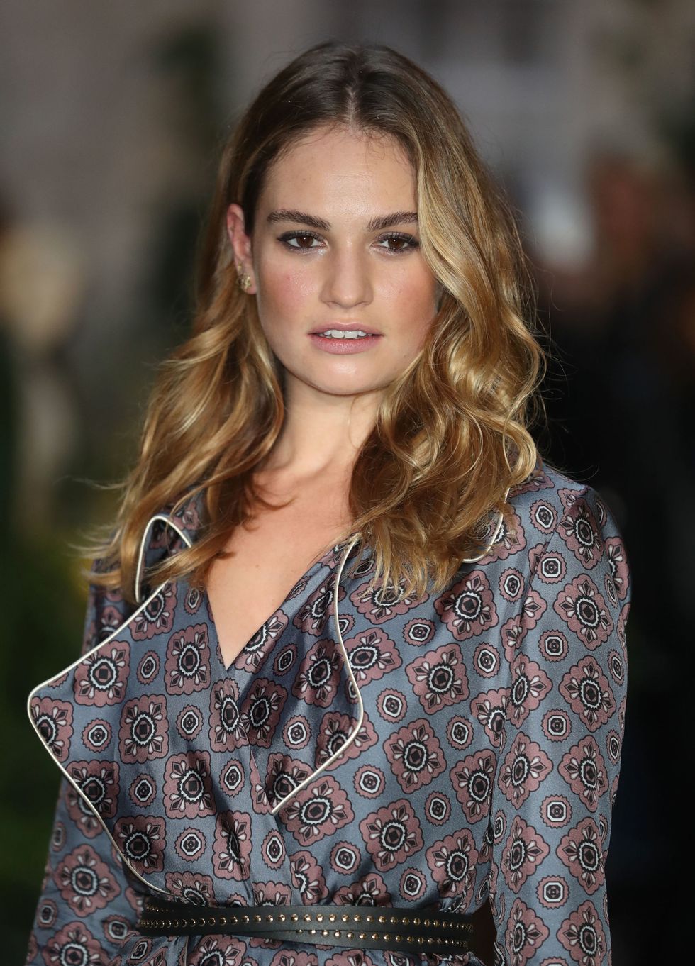 LONDON, ENGLAND - SEPTEMBER 19:  Lily James attends the Burberry show during London Fashion Week Spring/Summer collections 2016/2017 on September 19, 2016 in London, United Kingdom.  (Photo by Mike Marsland/Mike Marsland/WireImage)