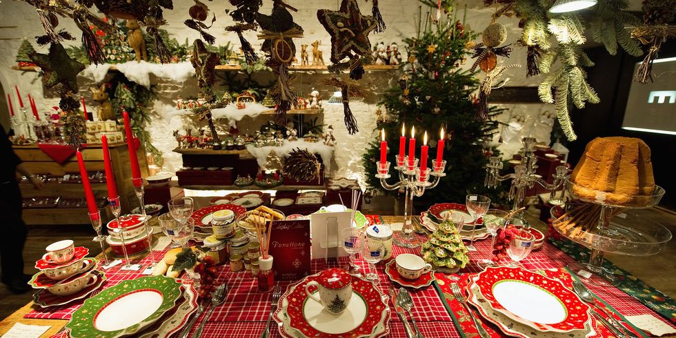 <p>For a traditional look, invest in a holiday plaid tablecloth and traditional Christmas china.</p>