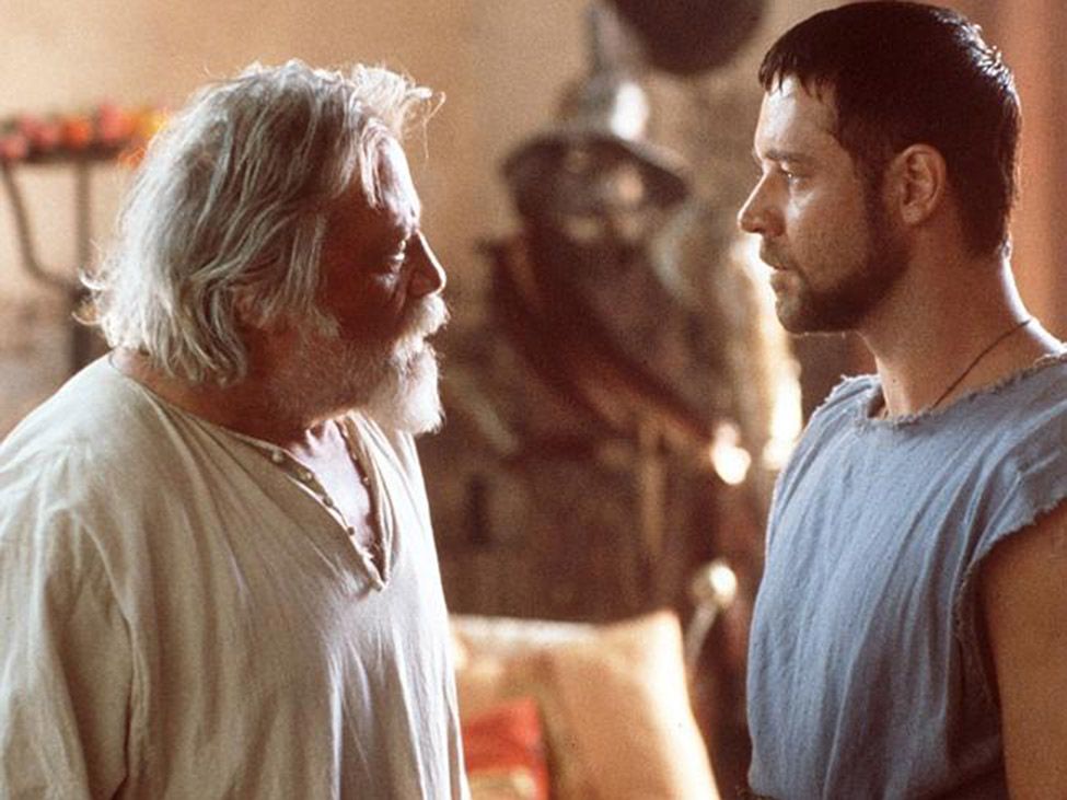 <p>While <em>Gladiator </em>became an instant classic, it didn't go without tension between Crowe and Reed offscreen. Crowe <a href="http://www.telegraph.co.uk/culture/film/film-news/7682518/Russell-Crowe-Im-not-a-hard-man-I-like-poetry-and-wear-make-up-for-a-living.html" target="_blank">apparently disapproved</a> of Reed's sloppy drinking habits and bad behavior and claimed that they "never had a pleasant conversation." Reed sadly died while filming the 2000 film.</p>