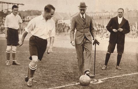 <p>The Duke of York kicks off a charity football game between Tottenham Hotspurs and Corinthians.<span class="redactor-invisible-space" data-verified="redactor" data-redactor-tag="span" data-redactor-class="redactor-invisible-space"></span></p>
