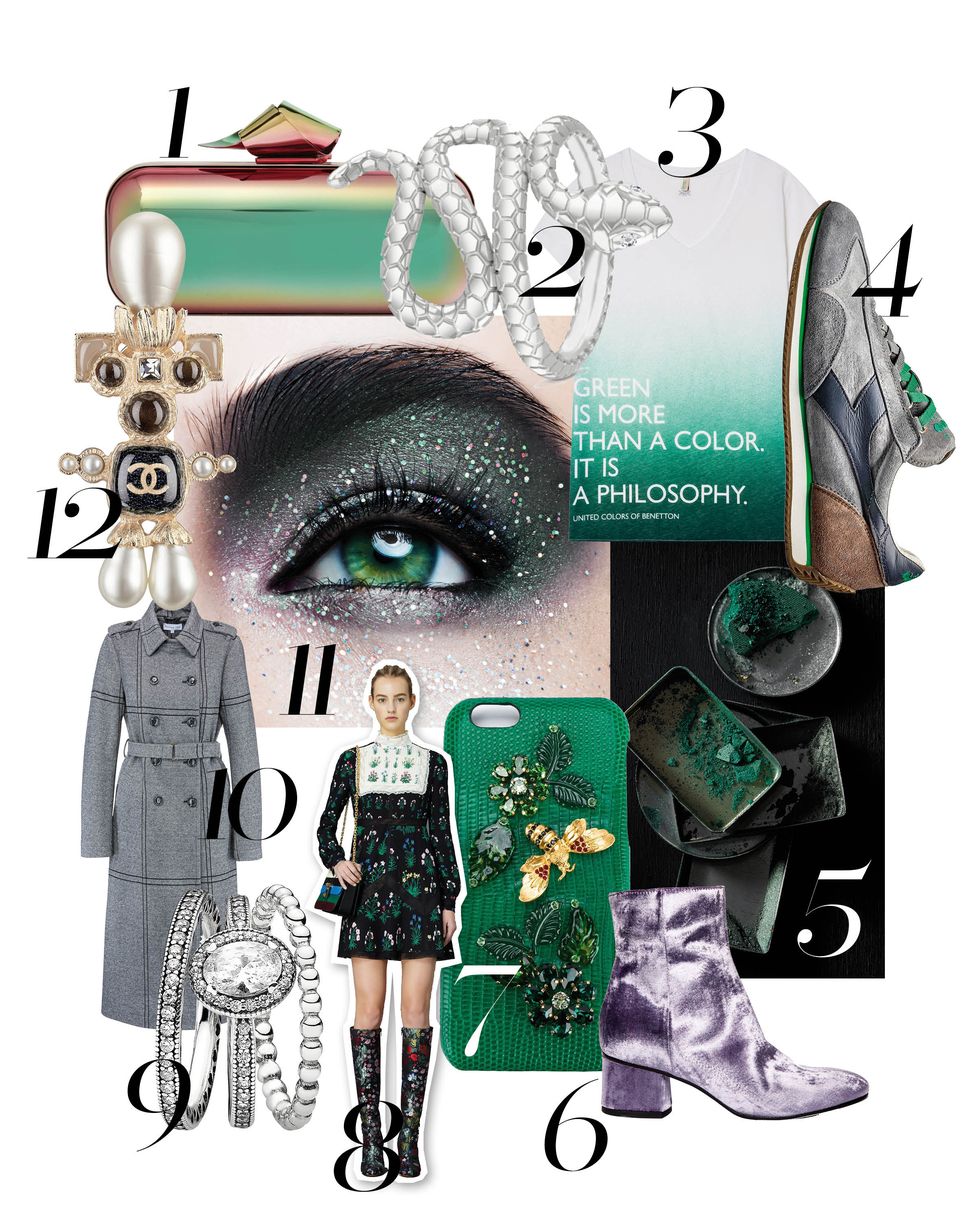 Green, Style, Teal, Dress, Pattern, Boot, Fashion, Collage, Street fashion, Design, 