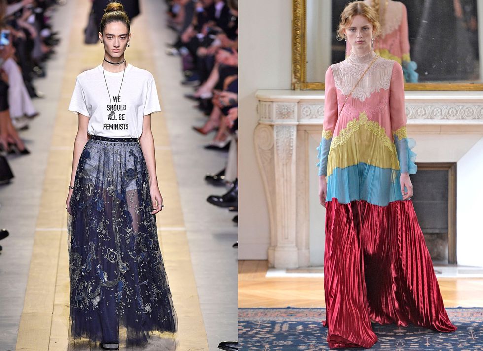 <p>The designers' breakup was bittersweet, however, seeing as each went on to deliver show-stopping solo collections for both Valentino and Dior. Chiuri made history as the first-ever female creative director at Dior in the fashion house's 70-year history. For her debut Spring 2017 collection, Chiuri made the ultimate girl-power statement with t-shirts reading "We Should All Be Feminists" and "Dio(r)evolution"  sprinkled into the looks. It was clear that the new Dior would be ultra-feminine and ultra-proud of the fact. Meanwhile at Valentino, Piccioli unveiled his first solo collection for the house with a whopping 64 looks which earned him a standing ovation. The collection featured a series of pink and red looks along with show-stopping daywear and handkerchief-hemmed dresses that won over the fashion crowd immediately—proving some breakups really are for the best.</p>